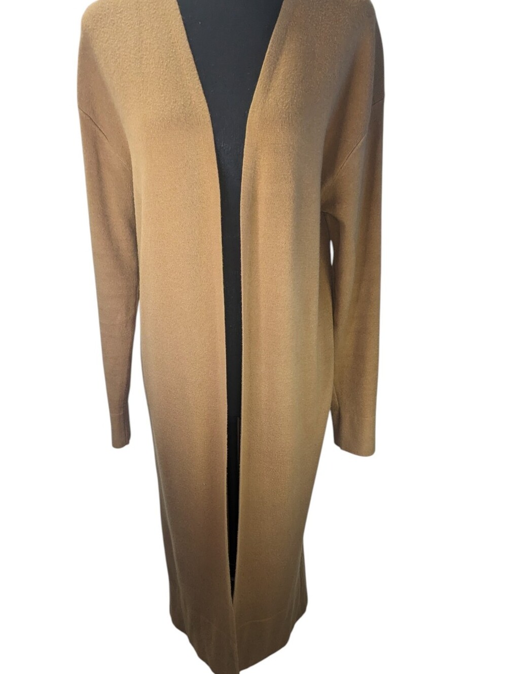 Banana Republic Factory Long Open-Front Cardigan Camel Career Casual Size M Flaw